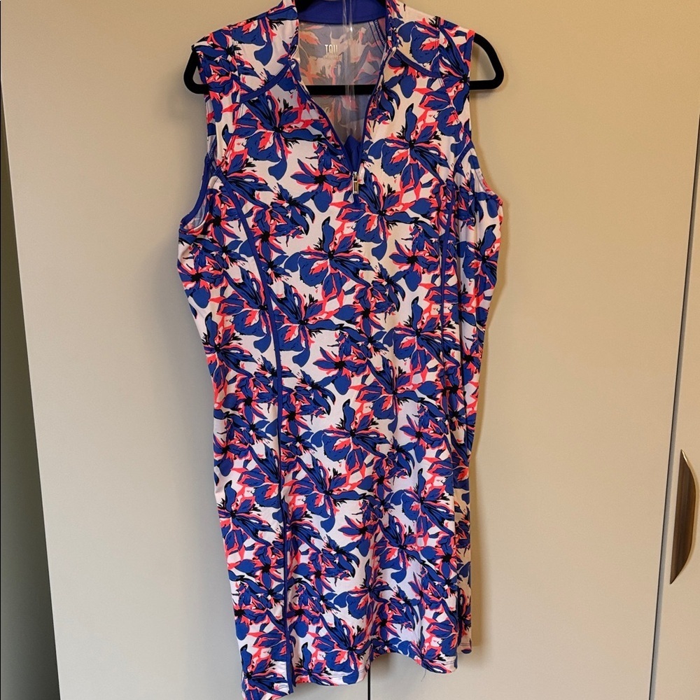 Vibrant Floral GolfMini Dress - Blue and Pink